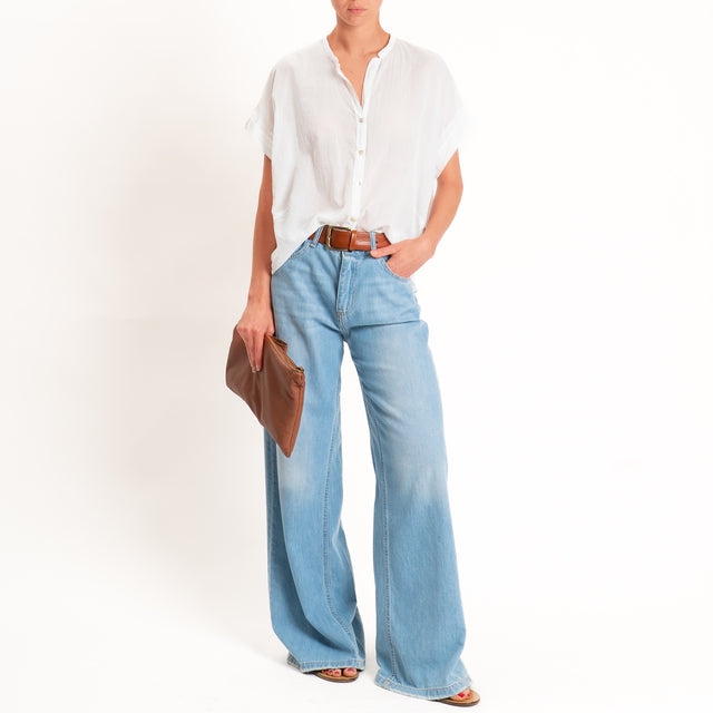 Tensione in-Camicia in mussola manica scesa - panna