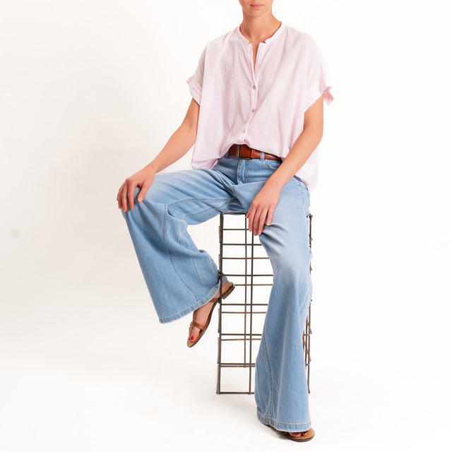 Tensione in-Camicia in mussola manica scesa - rosa
