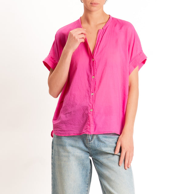 Tensione in-Camicia in mussola manica scesa - fucsia