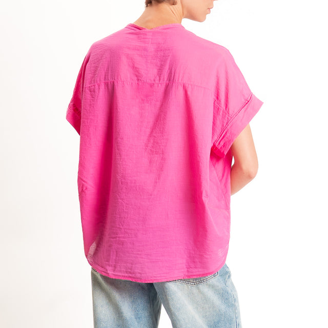 Tensione in-Camicia in mussola manica scesa - fucsia