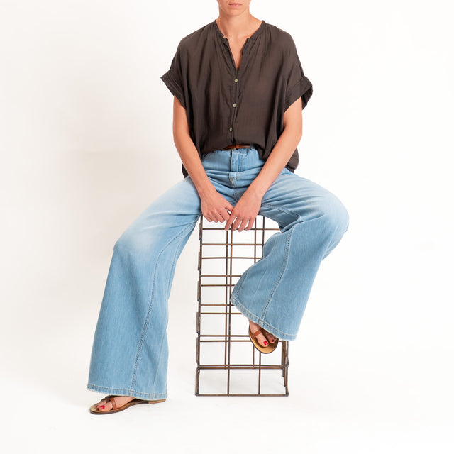 Tensione in-Camicia in mussola manica scesa - cocco