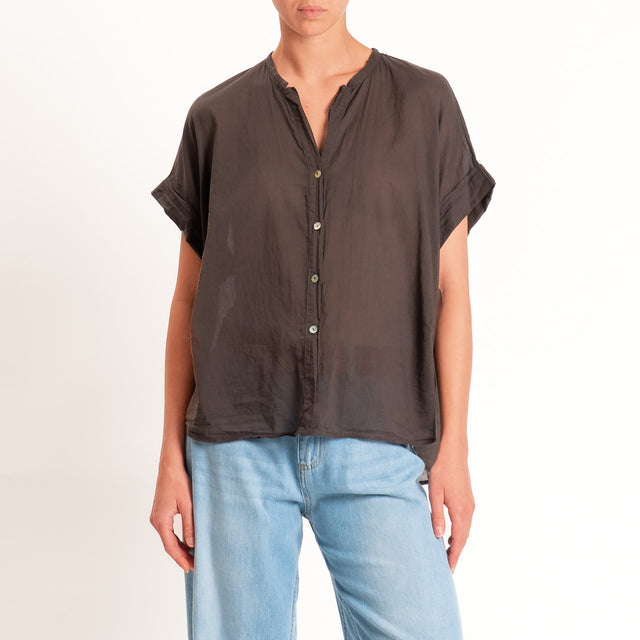 Tensione in-Camicia in mussola manica scesa - cocco