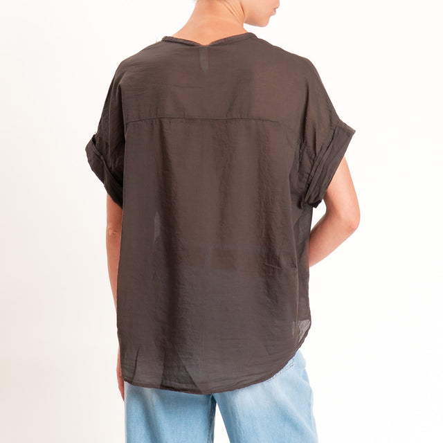 Tensione in-Camicia in mussola manica scesa - cocco