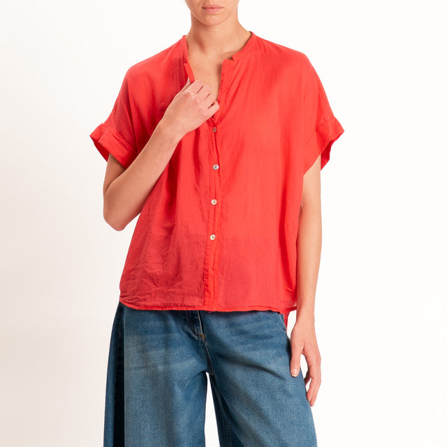 Tensione in-Camicia in mussola manica scesa - corallo