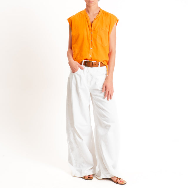 Tensione in-Camicia mussola smanicata - arancio