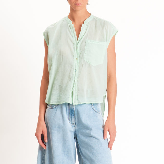 Tensione in-Camicia mussola smanicata - acqua