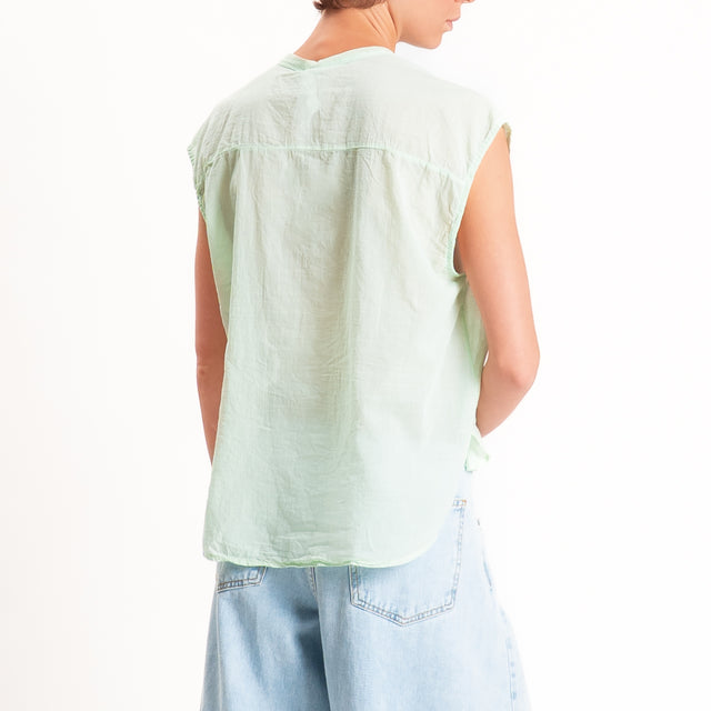 Tensione in-Camicia mussola smanicata - acqua
