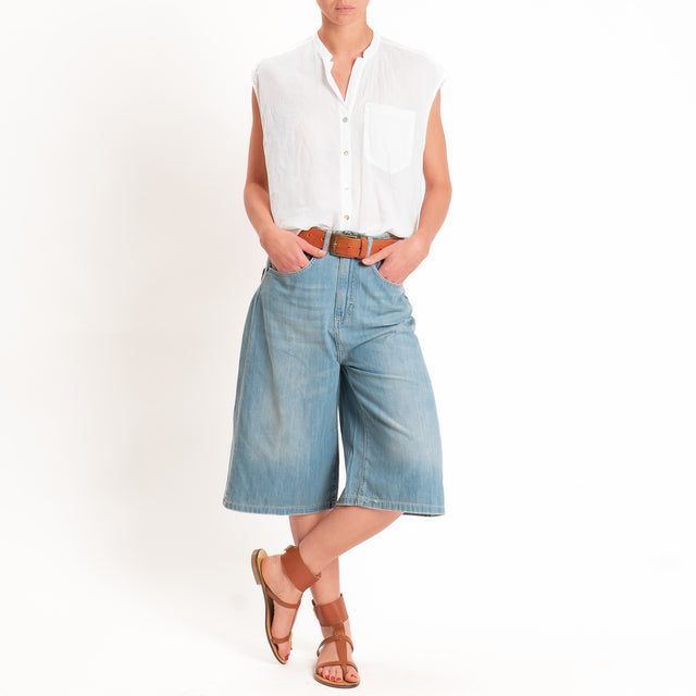 Tensione in-Camicia mussola smanicata - latte