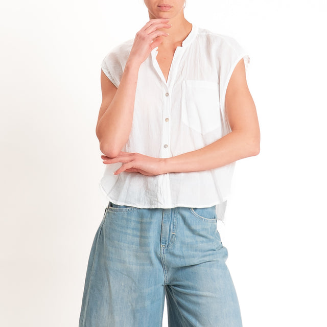 Tensione in-Camicia mussola smanicata - latte
