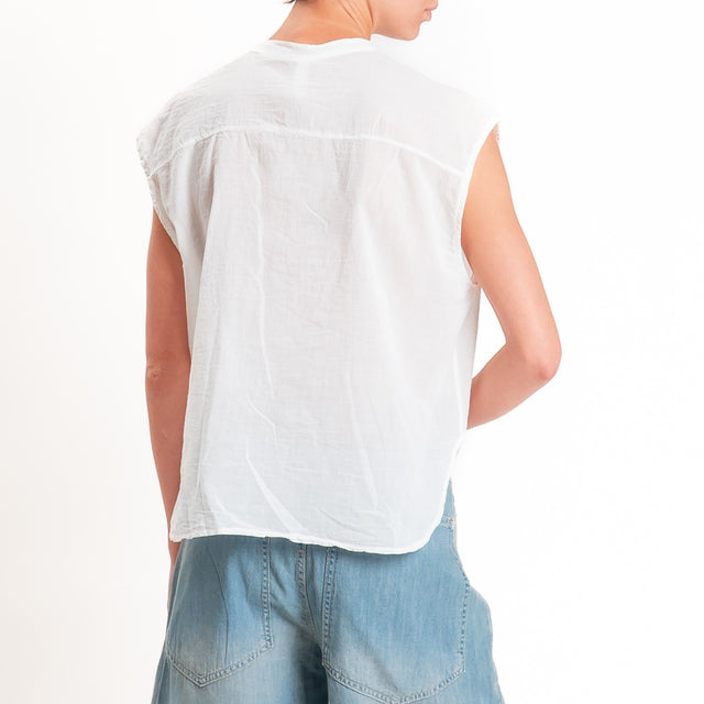 Tensione in-Camicia mussola smanicata - latte