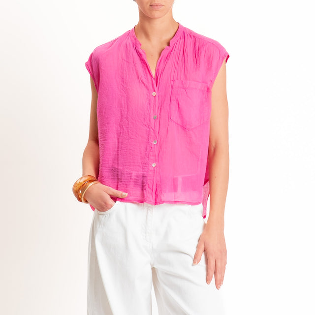 Tensione in-Camicia mussola smanicata - fucsia