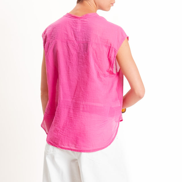 Tensione in-Camicia mussola smanicata - fucsia
