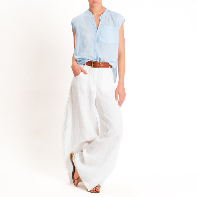 Tensione in-Camicia mussola smanicata - sky