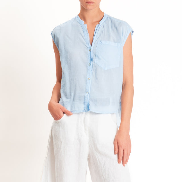 Tensione in-Camicia mussola smanicata - sky