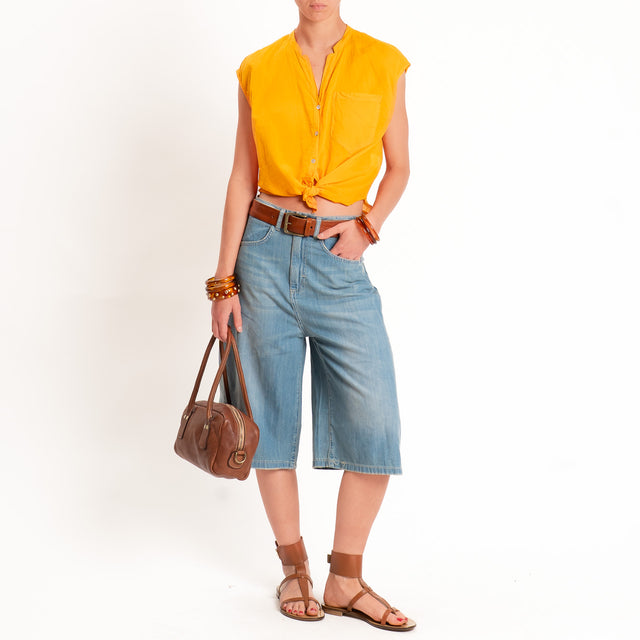Tensione in-Camicia mussola smanicata - mandarino