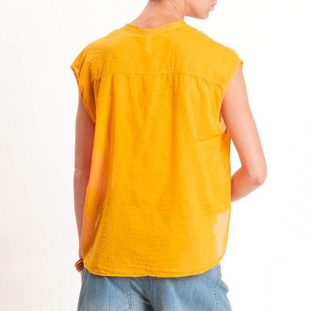 Tensione in-Camicia mussola smanicata - mandarino