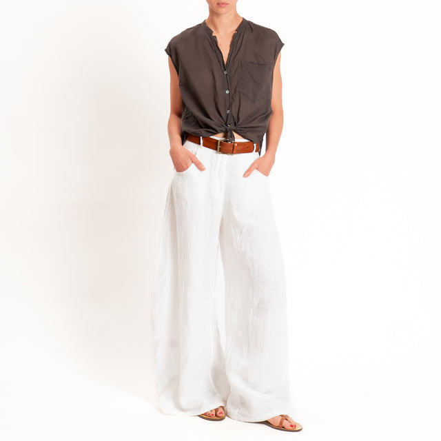 Tensione in-Camicia mussola smanicata - cocco