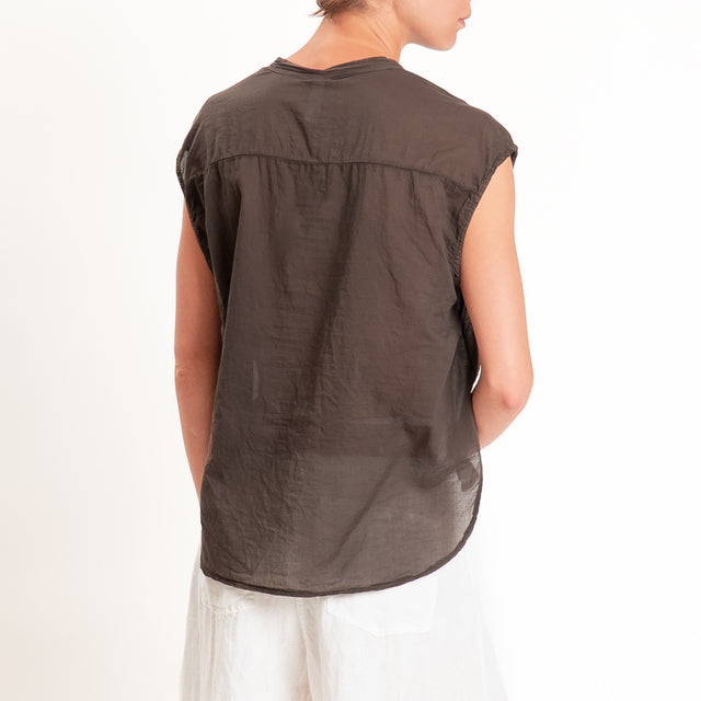 Tensione in-Camicia mussola smanicata - cocco