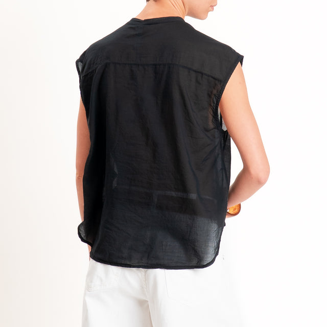Tensione in-Camicia mussola smanicata - nero