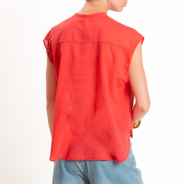 Tensione in-Camicia mussola smanicata - lipstick