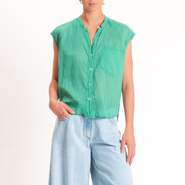 Tensione in-Camicia mussola smanicata - verde