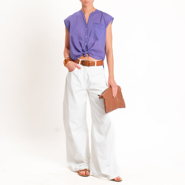 Tensione in-Camicia mussola smanicata - viola