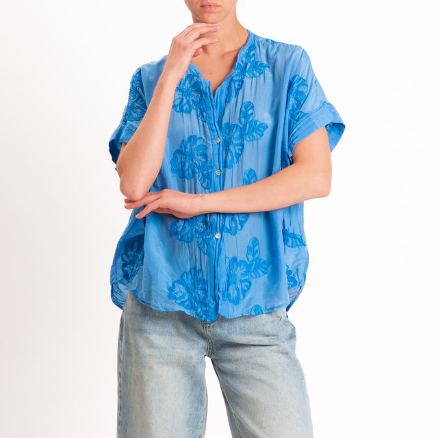 Tensione in-Camicia mussola con ricami - royal