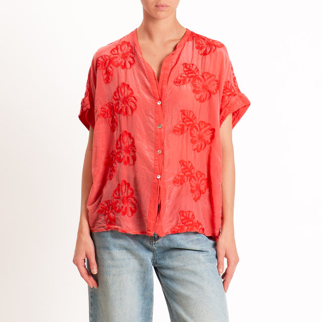 Tensione in-Camicia mussola con ricami - lipstick