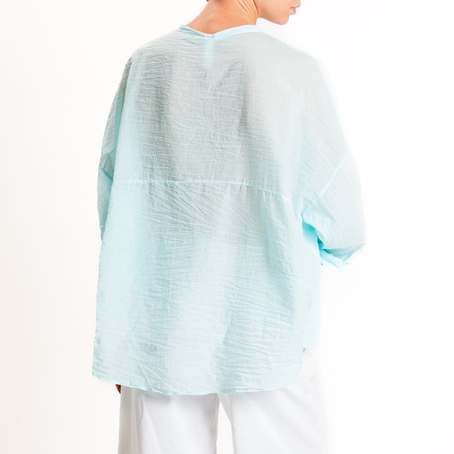 Tensione in-Camicia in mussola - azzurro