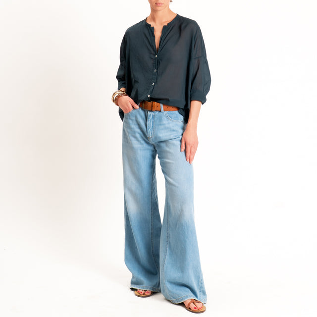 Tensione in-Camicia in mussola - Nero