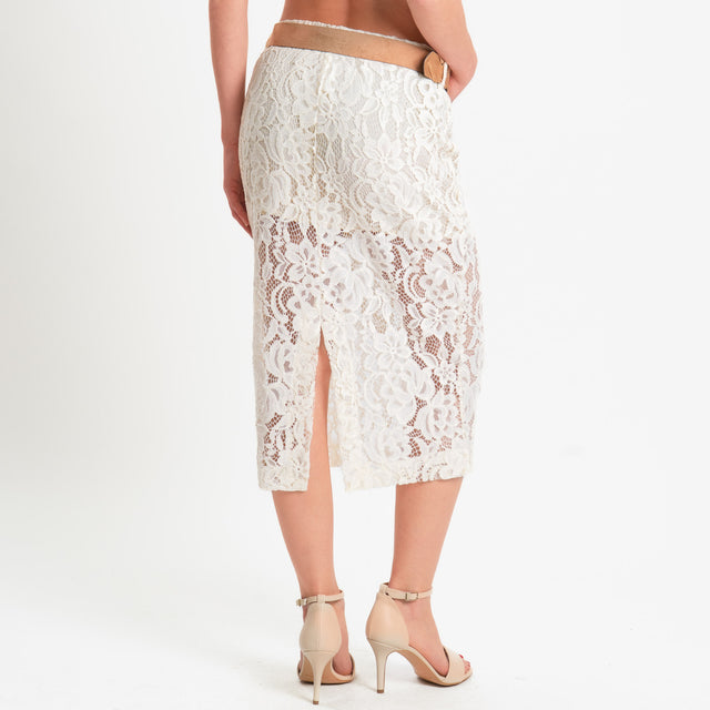 Tensione in-Gonna pizzo macramè elastico in vita - burro