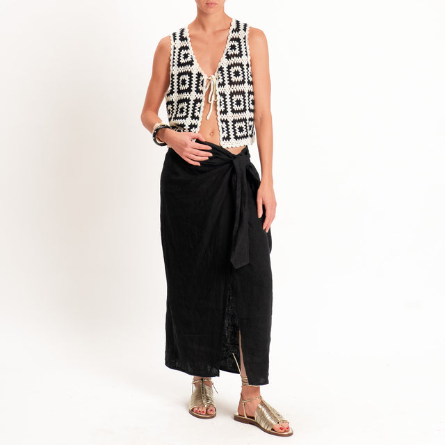 Tensione in-Gonna pareo 100%lino - nero