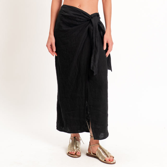 Tensione in-Gonna pareo 100%lino - nero