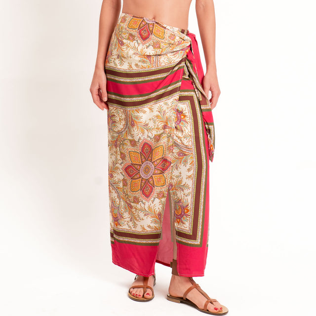 Tensione in-Gonna pareo fantasia - burro/fucsia/militare