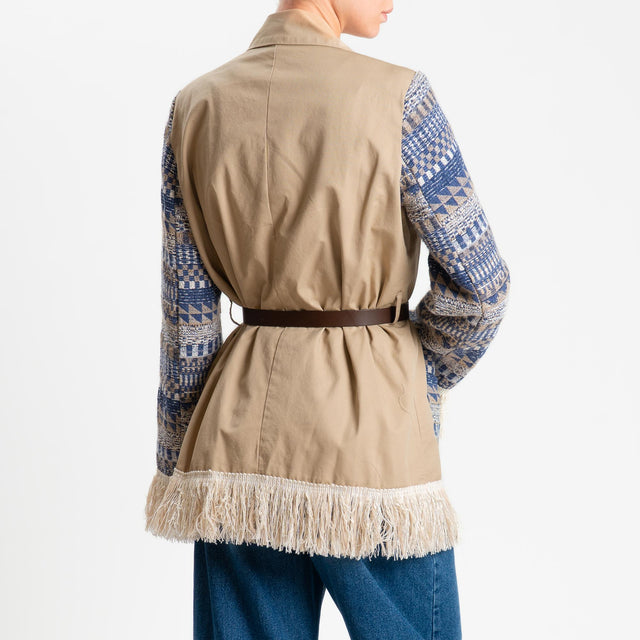 Tensione in-Giacca kimono doppio tessuto - beige/blu/latte