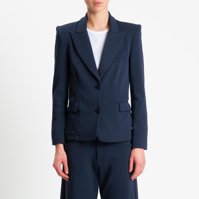 Tensione in-Giacca due bottoni felpa light tessuto elasticizzato - blu