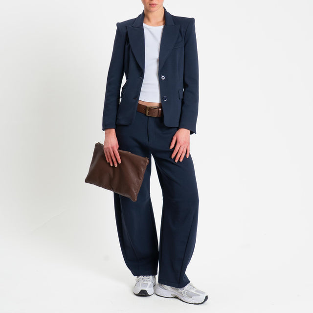 Tensione in-Giacca due bottoni felpa light tessuto elasticizzato - blu