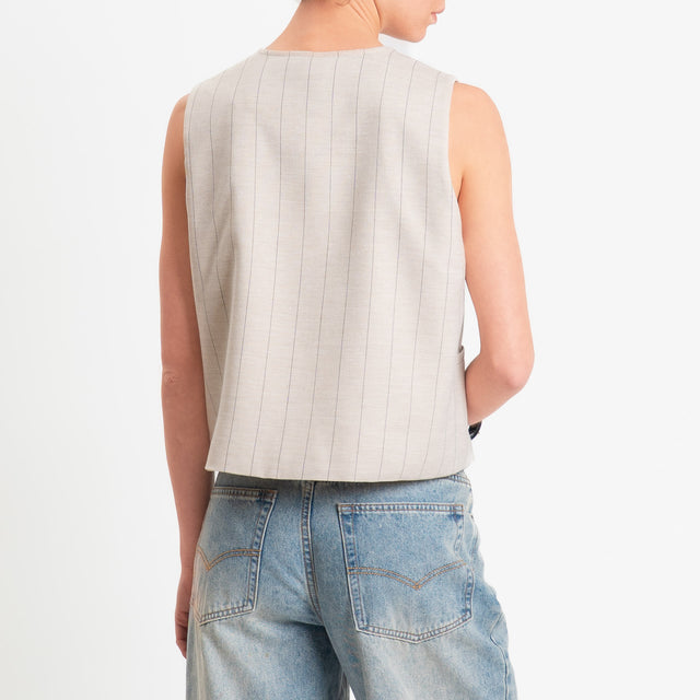 Tensione in-Gilet gessato asimmetrico - beige