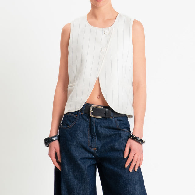 Tensione in-Gilet gessato asimmetrico - panna