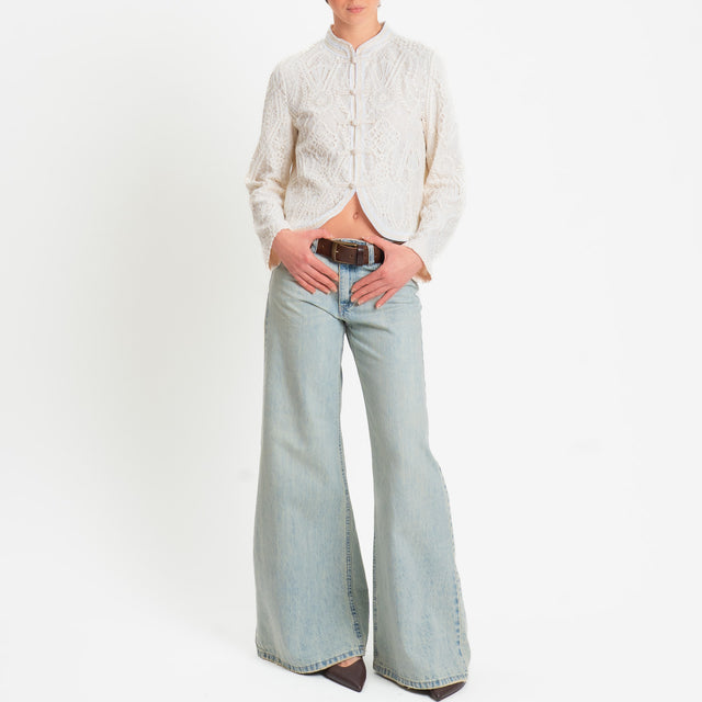 Tensione in-Giacca mandarin in pizzo - burro