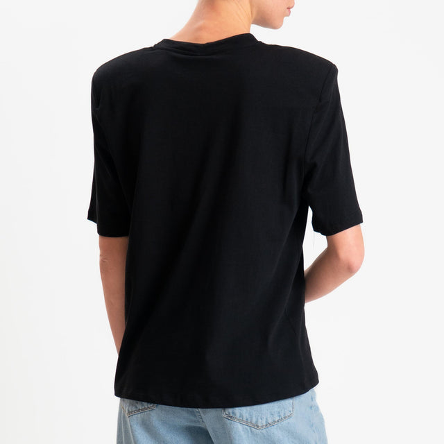 Tensione in-T-shirt mezza manica con spalline - nero
