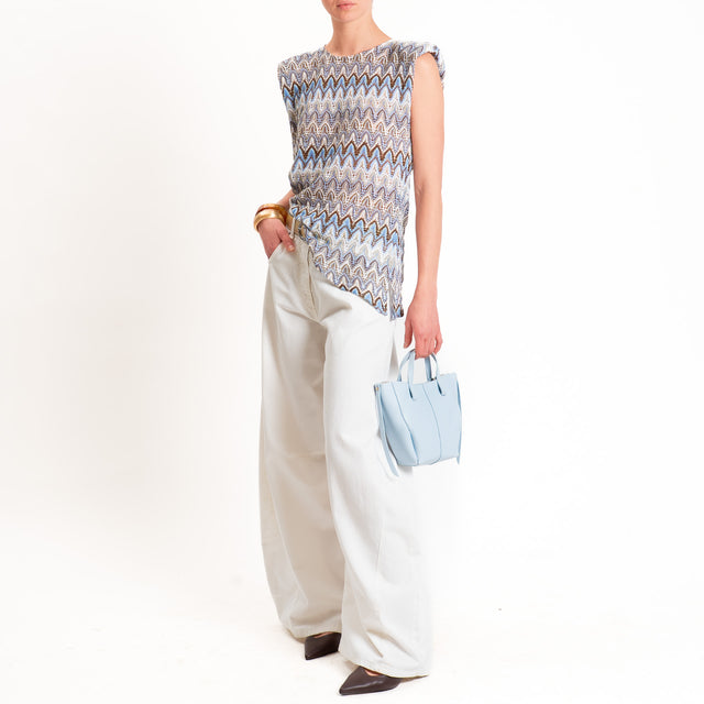 Tensione in-Blusa smanicata wavy pattern con spalline - cielo/moro/latte