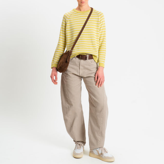 Tensione in-Jeans barrel sfrangiato - sabbia