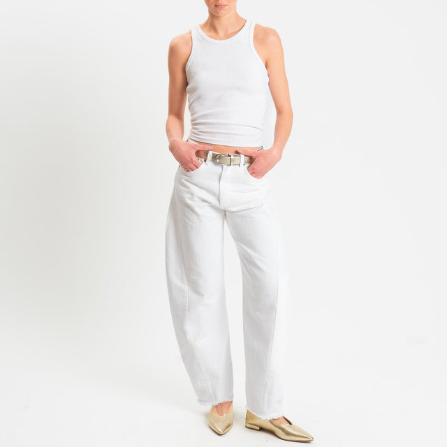 Tensione in-Jeans barrel sfrangiato - panna