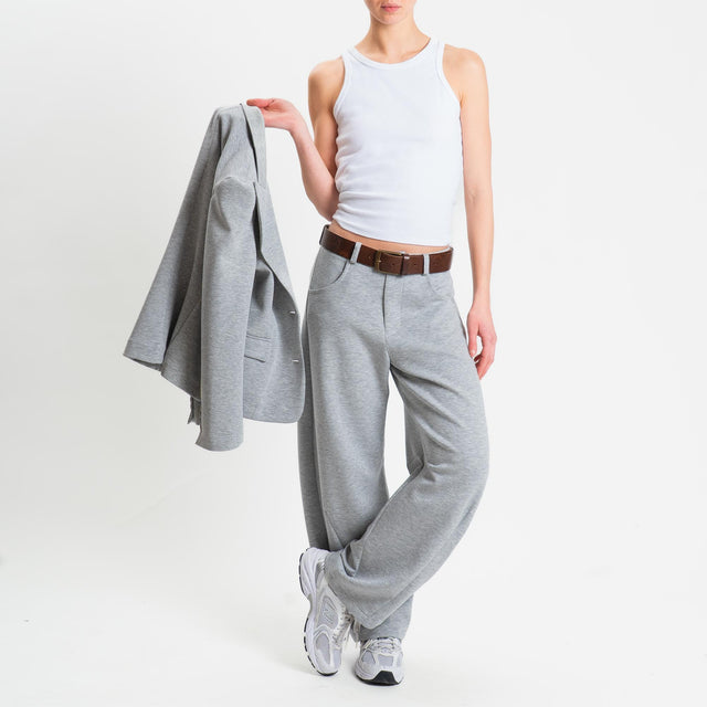 Tensione in-Pantalone barrel felpa light tessuto elasticizzato - grigio chiaro