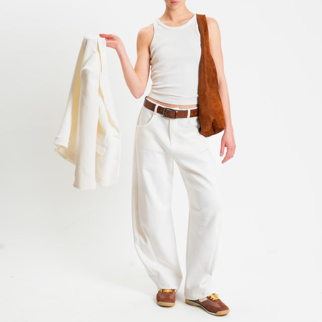Tensione in-Pantalone barrel felpa light tessuto elasticizzato - latte