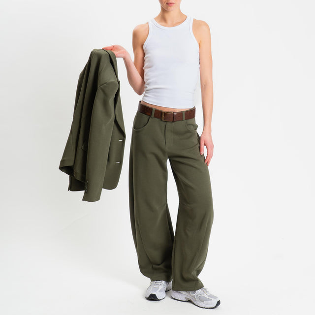Tensione in-Pantalone barrel felpa light tessuto elasticizzato - militare