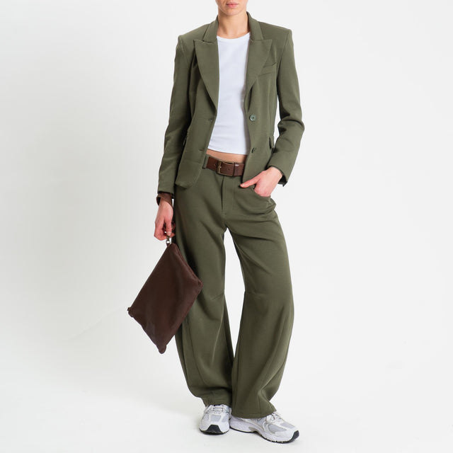 Tensione in-Pantalone barrel felpa light tessuto elasticizzato - militare