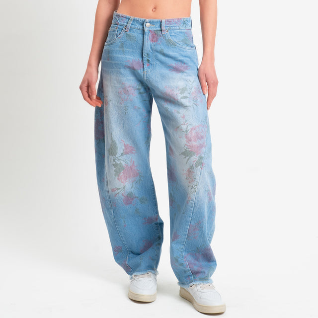 Tensione in-Jeans sfrangiato stampa floreale - denim/blush/militare