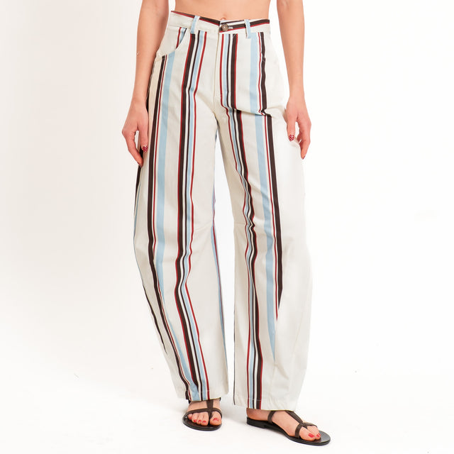 Tensione in-Pantalone a righe barrel fit - burro/moro/nuvola